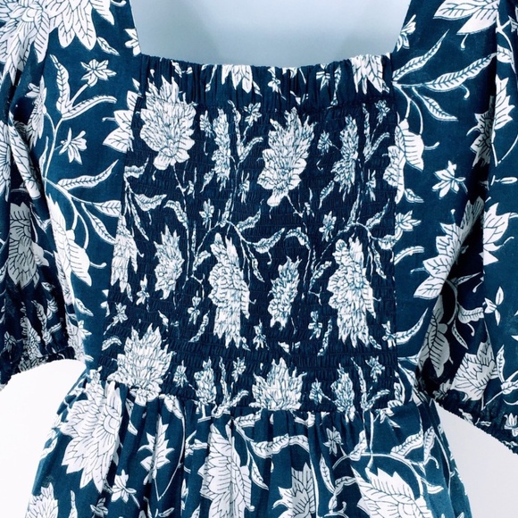 Monsoon and Beyond Estella Midi Dress Blue Rohida Floral Print Handmade Sz S - Picture 5 of 16